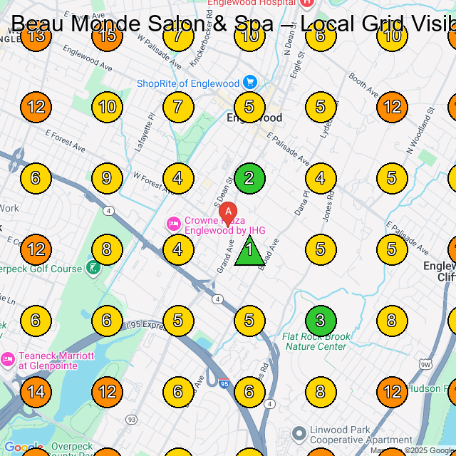 Beau Monde Salon & Spa GeoGrid ranking map for Beauty Salon in Englewood